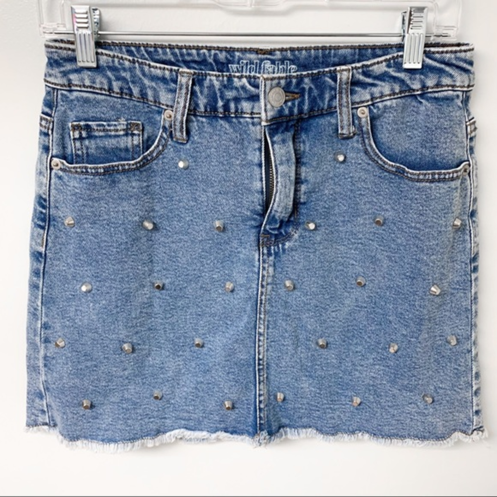 Wild Fable‎ Studded Frayed Denim Skirt